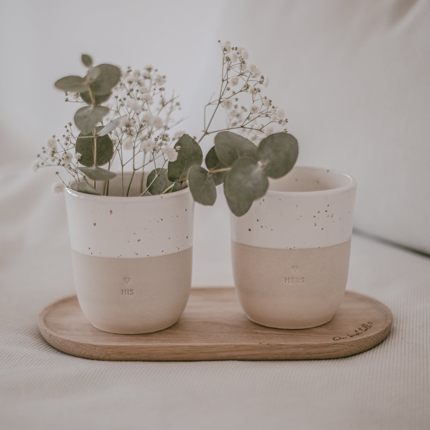 Steingut Becher "Hers"