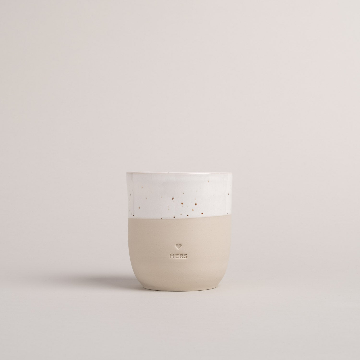 Steingut Becher "Hers"